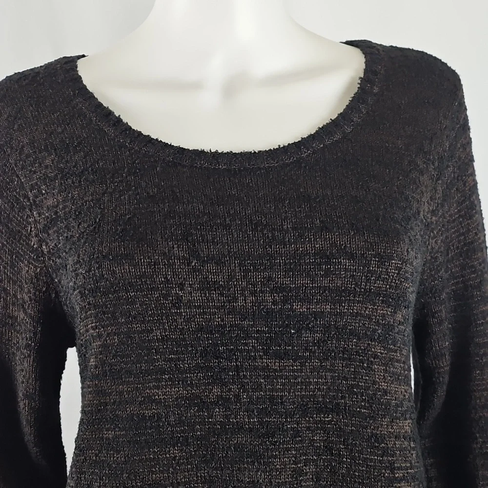 NWT Soft Surroundings Raku Brown & Black Marled Knit Asymmetric Tunic Sweater